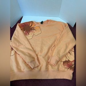 NWT Wild Fable Floral Oversized Sweatshirt Top S Peach Orange